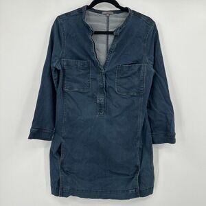 Vince Denim Chambray Tunic Shirt‎ Dress Blue Size 10 3/4 Sleeve Pockets